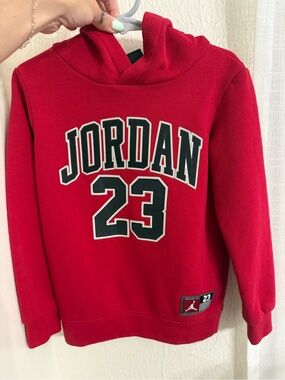 Jordan Red Pullover Hoodie with Black & White Lettering
